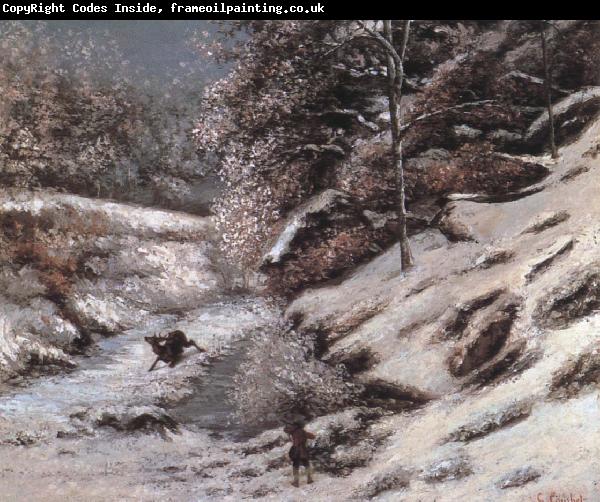 Gustave Courbet Injured deer in the snow